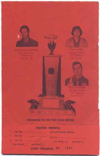 Raleigh Raceway Park Program - back page