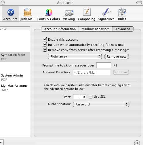Sympatico email set up on the ipad